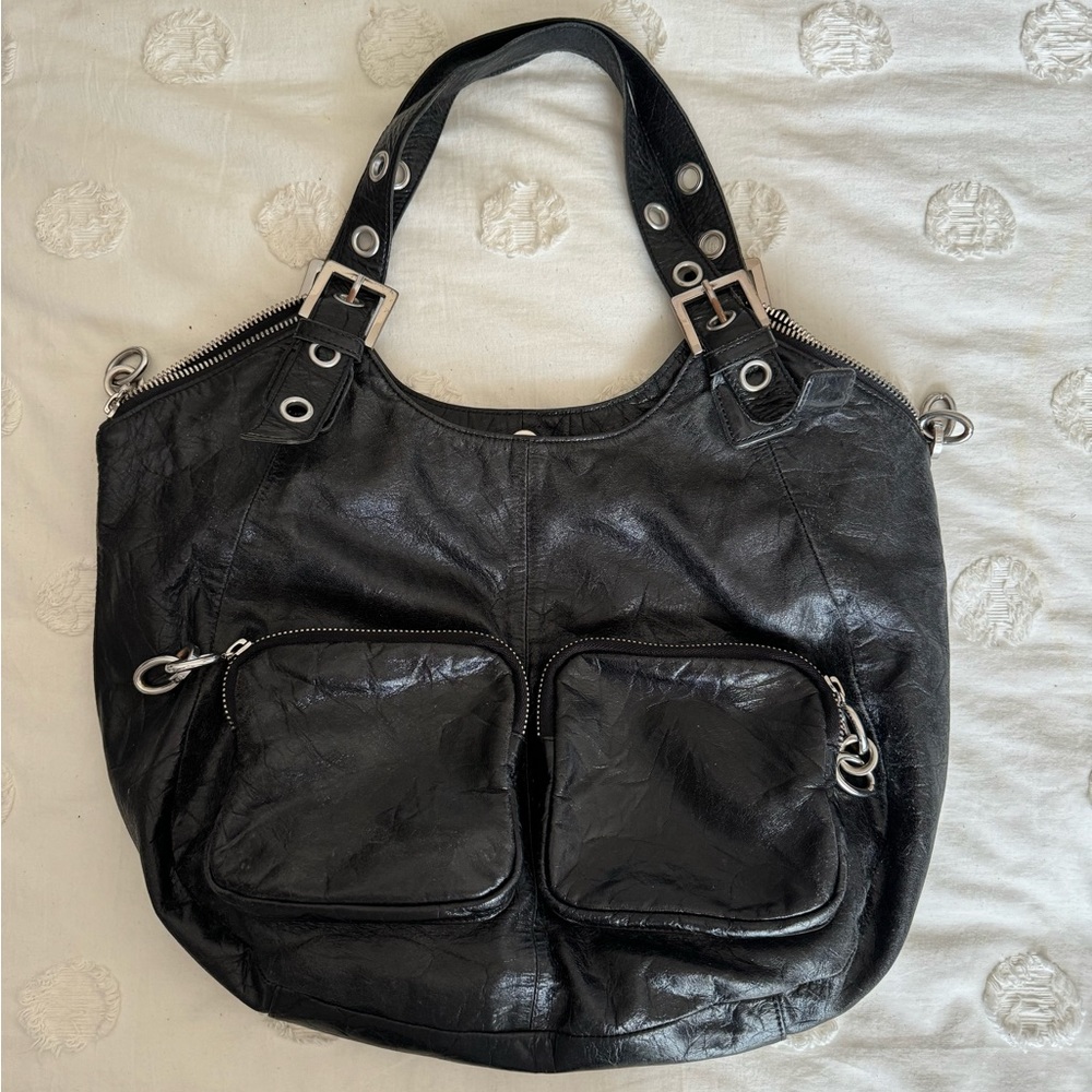 Ted Baker Black Hobo Bag with silver chain